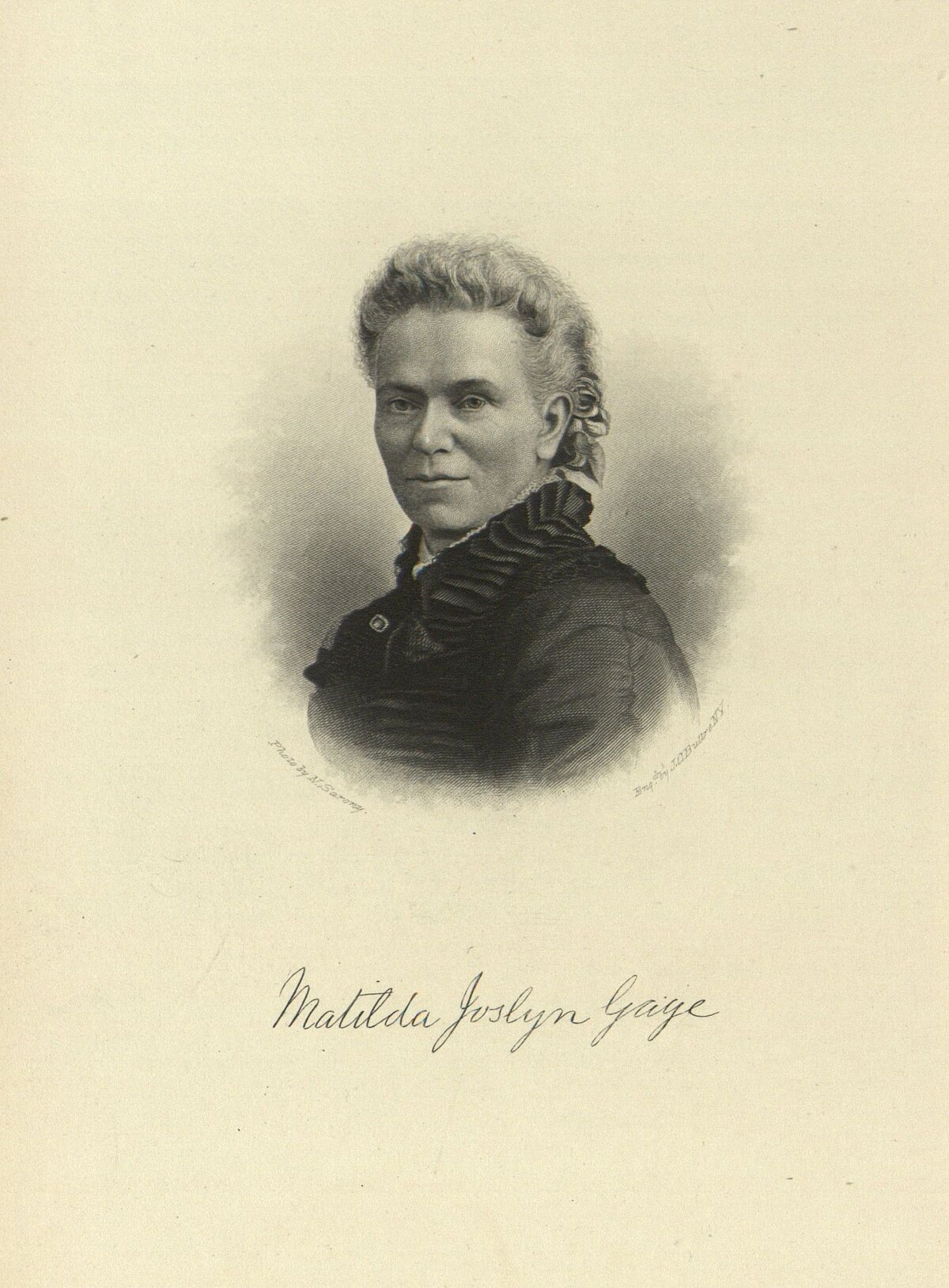 Matilda Žoslina Geidža (Matilda Joslyn Gage, 1826-1898) - viena no “History of Woman Suffrage” redaktorēm, radikāla feministe-teorētiķe, nostājās arī pret baznīcas patriarhālismu
