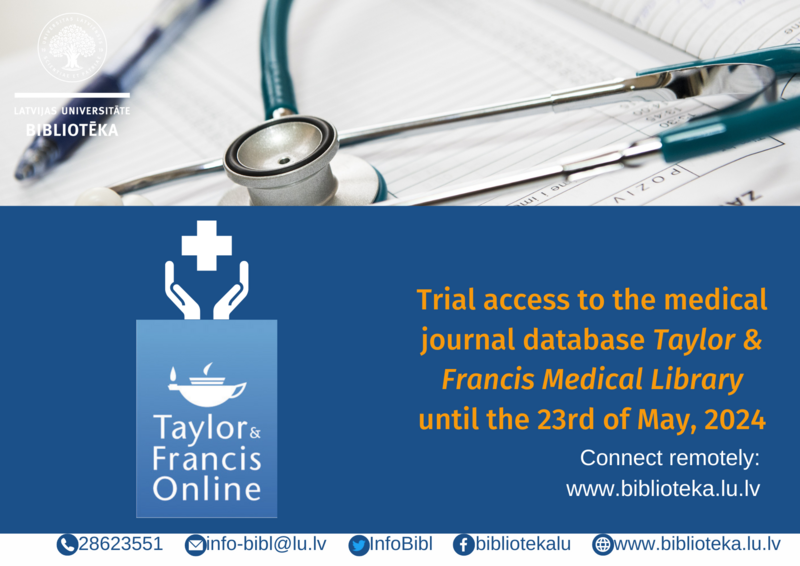 Trial access to the medical journal database Taylor & Francis Medical Library