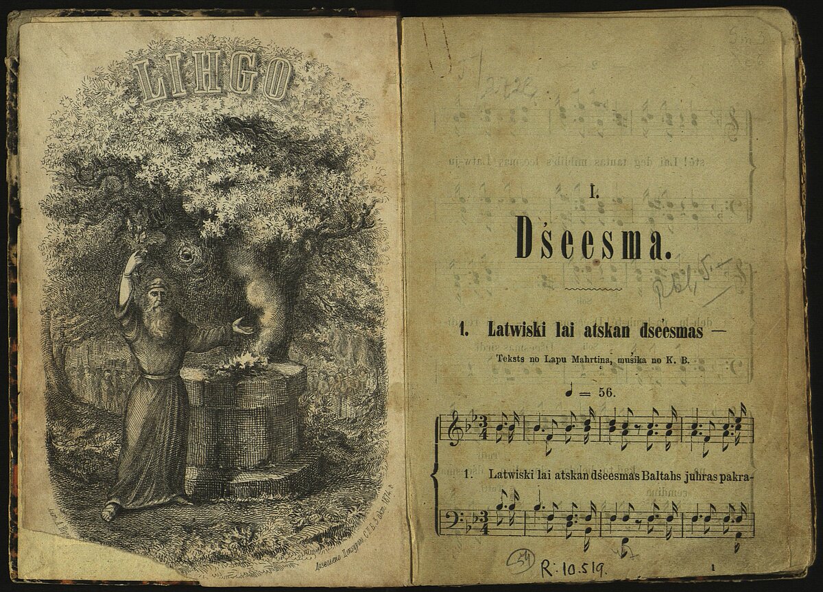 Izdevuma “Līgo” atvērums ar ilustrētu prettitullapu, bez titullapas