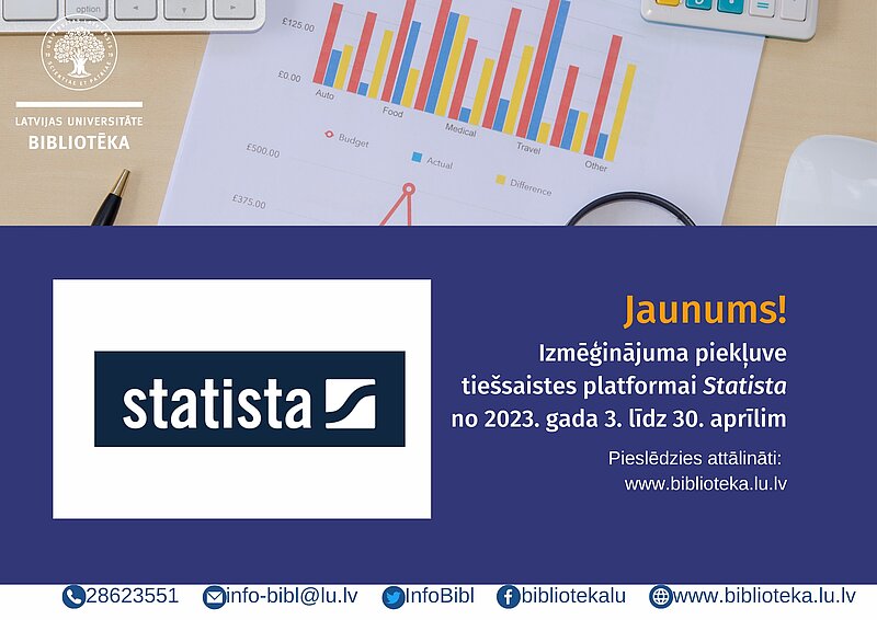 LU Bibliotēka aicina izmantot izmēģinājuma piekļuvi tiešsaistes platformai Statista