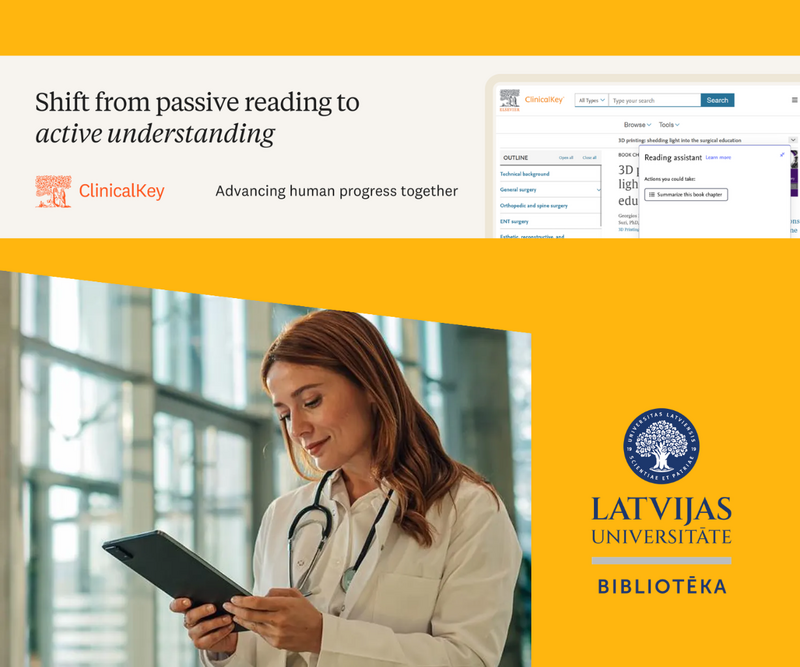 Mākslīgā intelekta rīks ClinicalKey Reading Assistant