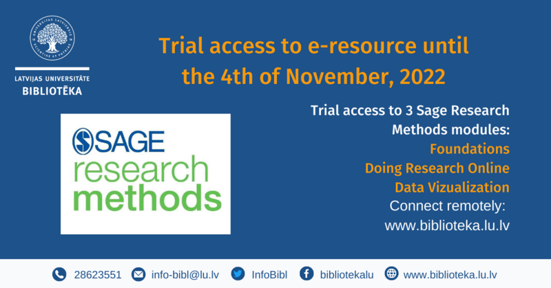 UL Library provides trial access to 3 Sage Research Methods modules until November 4th, 2022