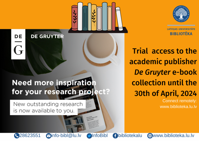 Until the 30th of April, we invite you to try access to the academic publisher De Gruyter E-book collection