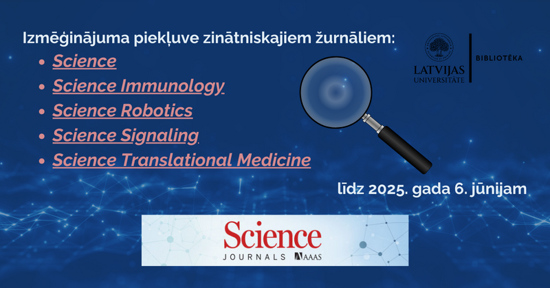 Izmēģinājuma piekļuve “Science” žurnāliem