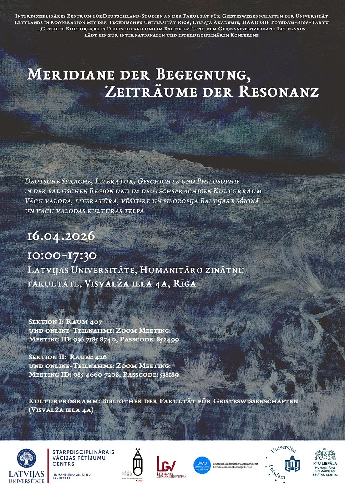 Vācu valoda, literatūra, vēsture un filozofija Baltijas reģionā un vāciski runājošajā kultūras telpā