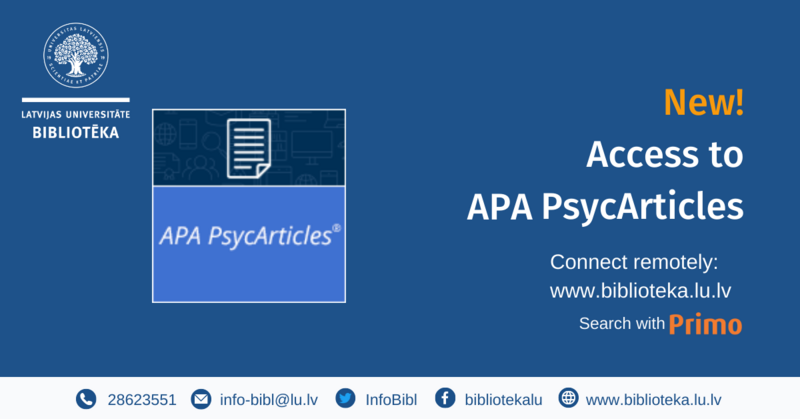 E-resource APA PsycArticles available at the University of Latvia