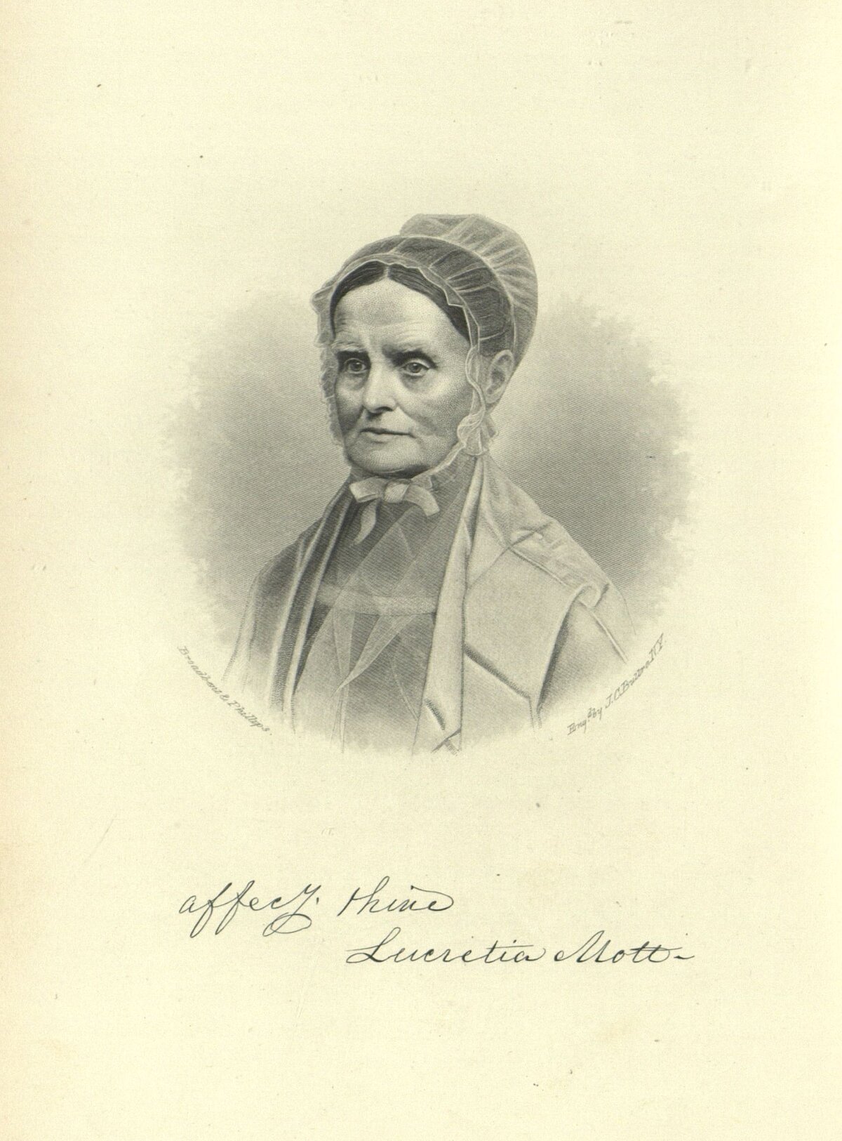 Lukrēcija Mota (Lucretia Mott, 1793-1880) - sieviešu kustības agrīnā posma aktīviste, abolicioniste, populāra kvēkeru sludinātāja, kas ticēja cilvēku vienlīdzībai kā Dieva piešķirtām tiesībām 